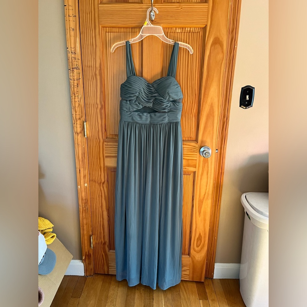 Birds Grey - Sea Glass Hemmed Bridesmaid Dress